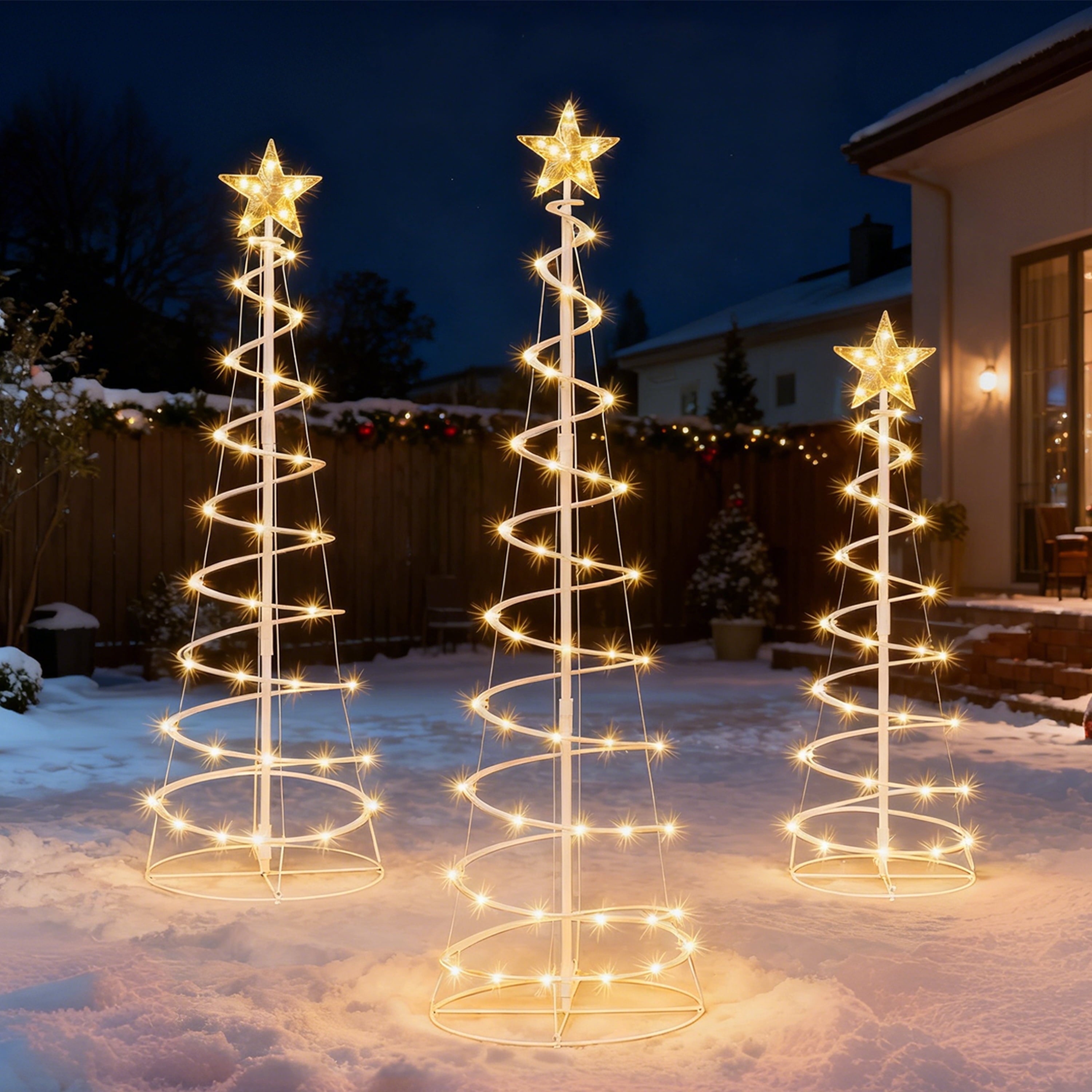 3 Pack Spiral Tree Christmas Decoration Outdoor,218 LED Christmas Tree Light Decorations,Christmas Yard Light with Stakes Decorations Outdoor Holiday Decor