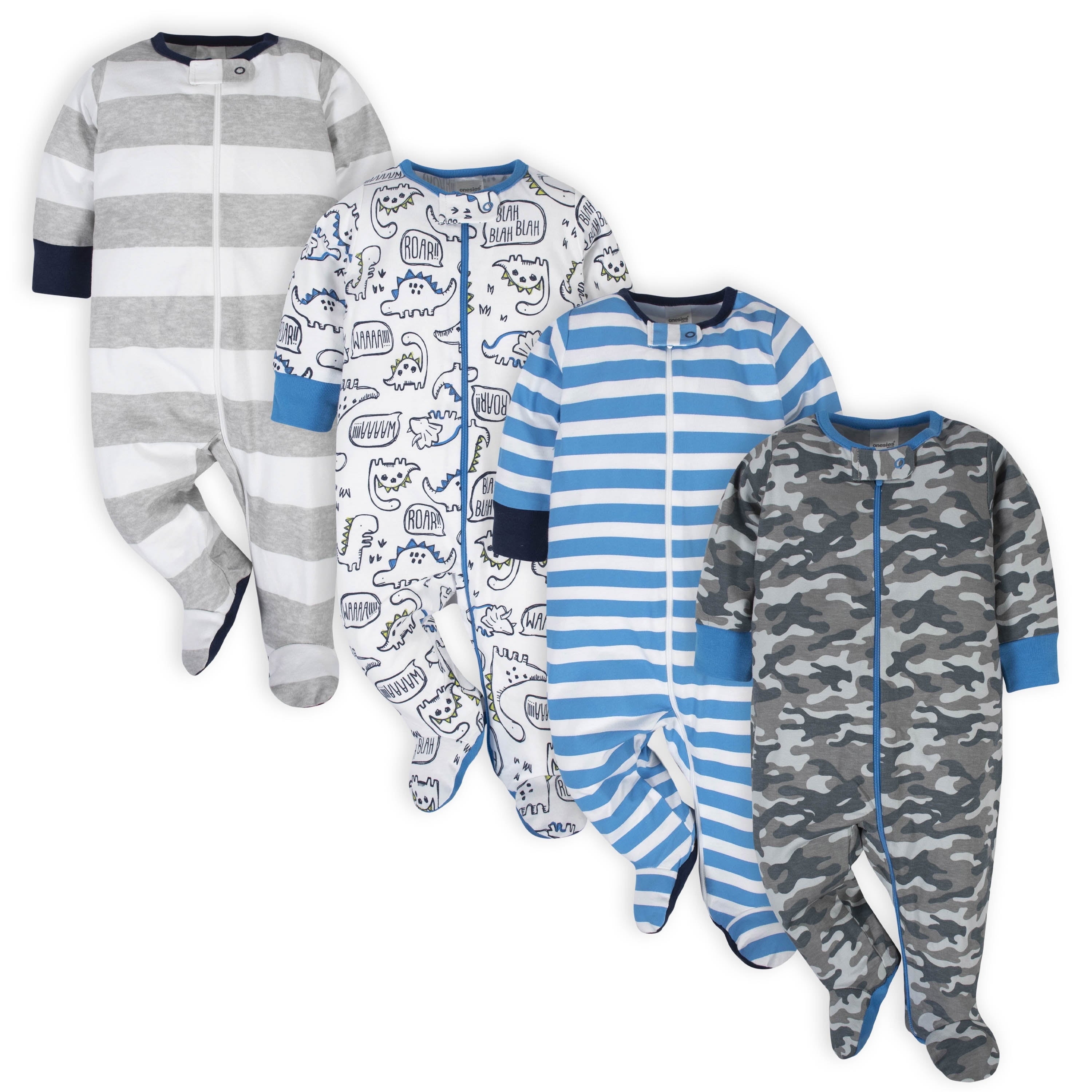 Brand Baby Boy Sleep 'N Plays Footed Pajamas, 4-Pack, Newborn - 6/9M