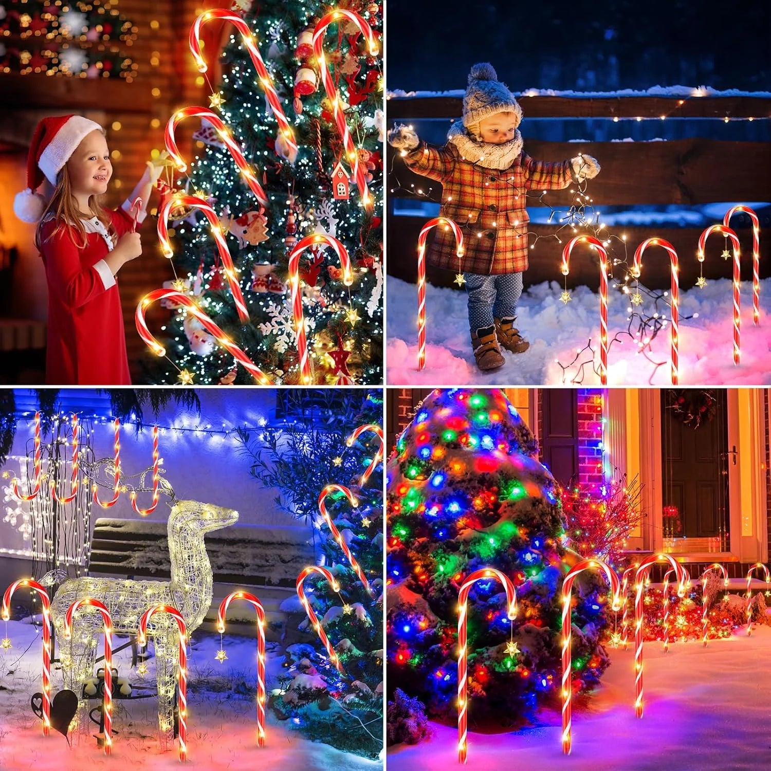 12Pack outside Christmas Decorations Solar Candy Cane Lights, 72Led 8 Modes Waterproof Solar Christmas Holiday Outdoor Lights for Lawns Pathway Lights