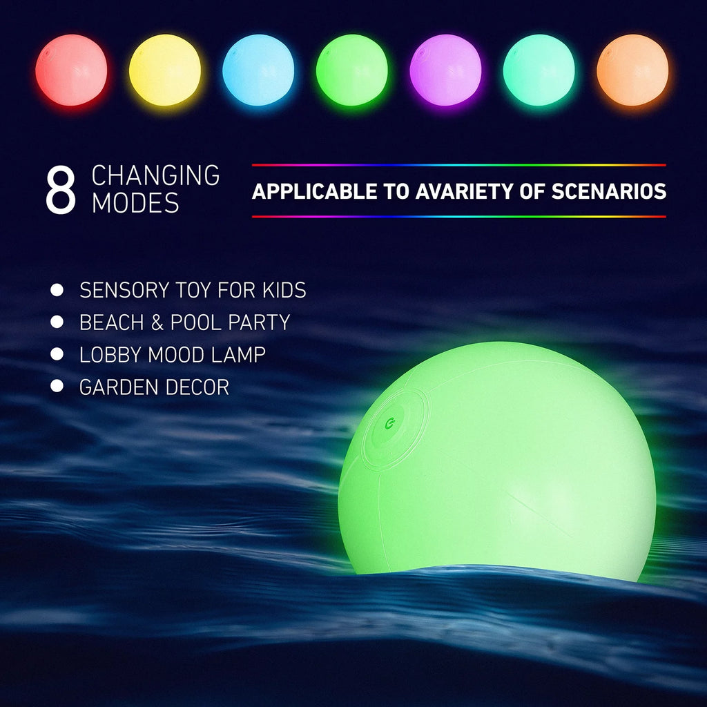Illuminate Your Summer Fun: 4-Pack Light-Up Pool Beach Game Balls with 8 Exciting Light Modes - Perfect for All Ages!