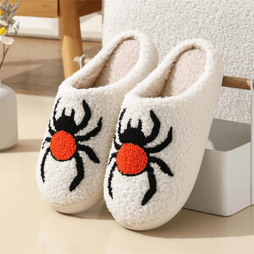 Adorable Ghost Plush Slippers for Halloween - Comfy Slip-On House Shoes for Men and Women