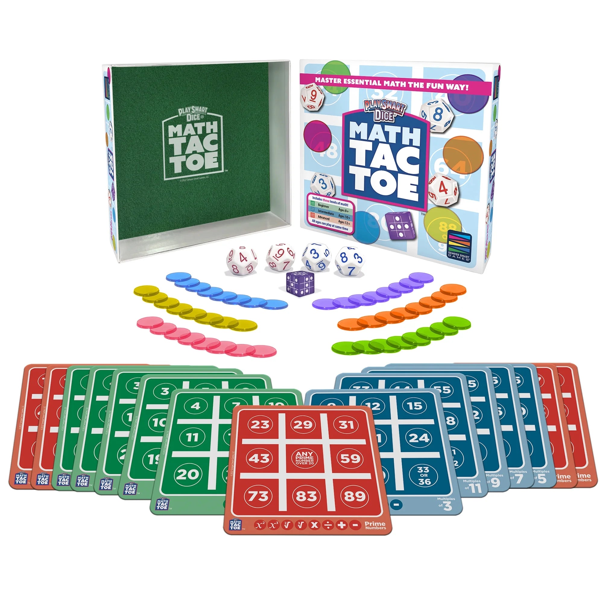 Playsmart Dice Math-Tac-Toe: Fun Mental Math Game for Ages 8+, Perfect for 2-6 Players!