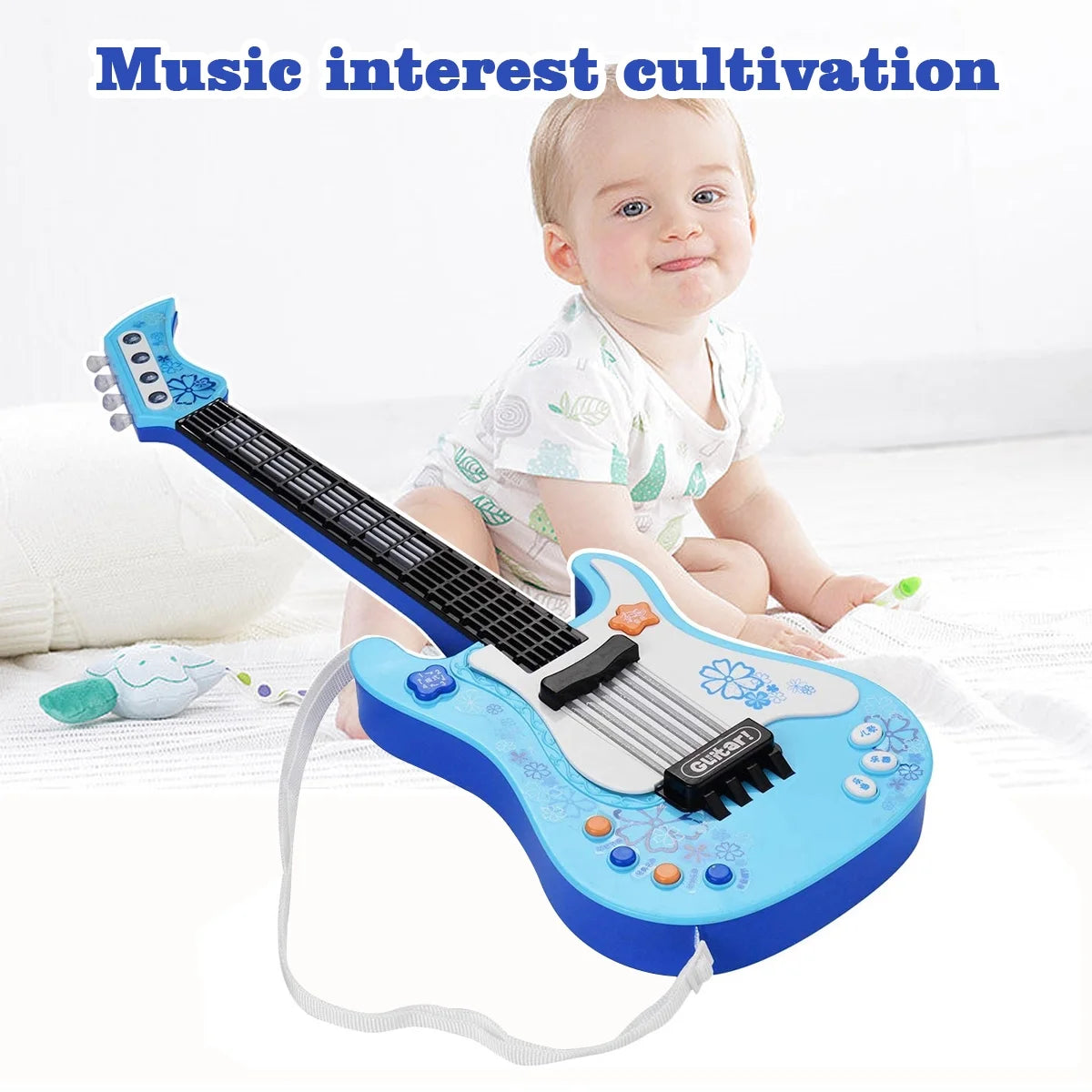 Blue Electric Guitar for Kids - Fun Musical Toy with Strap for Toddlers