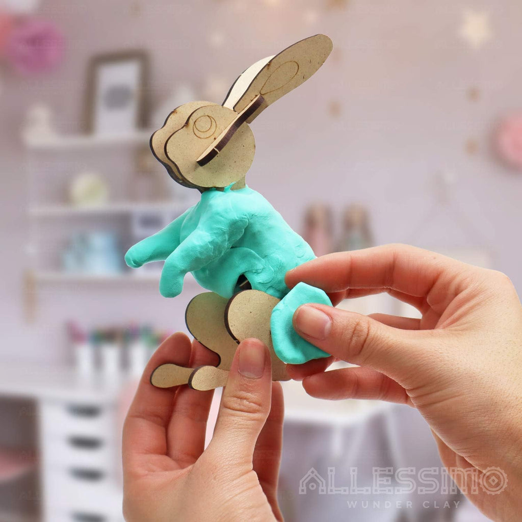 Wunderclay 3D Air-Dry Clay Puzzle Rabbit Kit for Children Ages 5 and Up - Jigsaw Assembly Activity