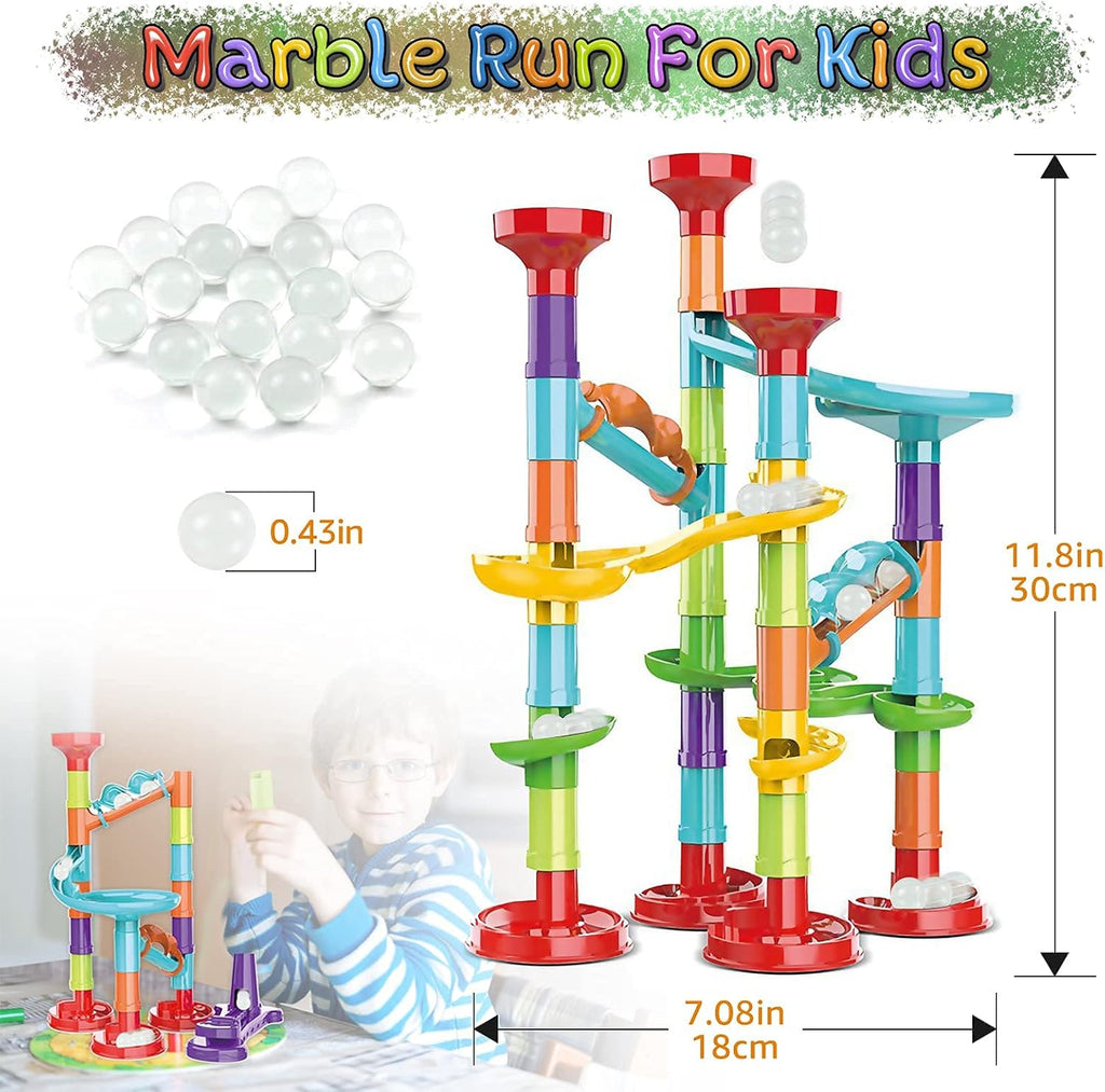 Ultimate Marble Run Set - STEM Building Blocks & Glass Marbles for Kids 4-8 | Fun Maze Race Game & Educational Toy | Perfect Birthday Gift for Boys & Girls