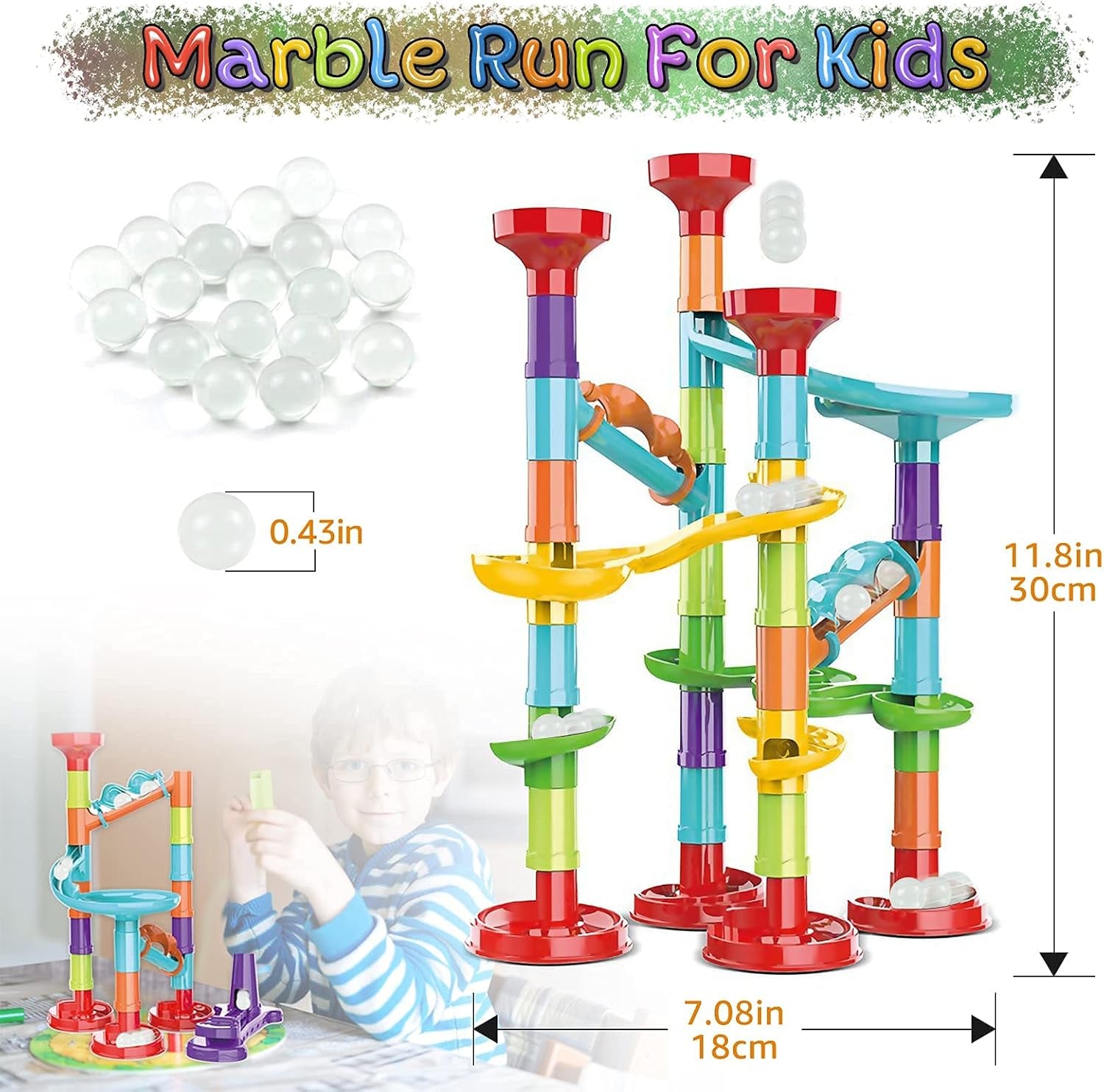 Ultimate Marble Run Set - STEM Building Blocks & Glass Marbles for Kids 4-8 | Fun Maze Race Game & Educational Toy | Perfect Birthday Gift for Boys & Girls