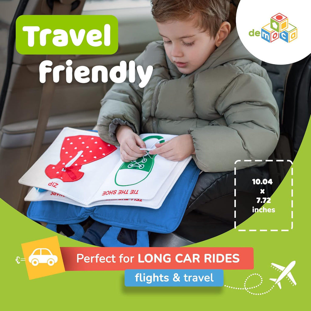 Montessori-Inspired Busy Book for Toddlers Aged 1-3 - Airplane-Themed Activities and Quiet Book for Early Learning, Ideal Gift for Boys and Girls