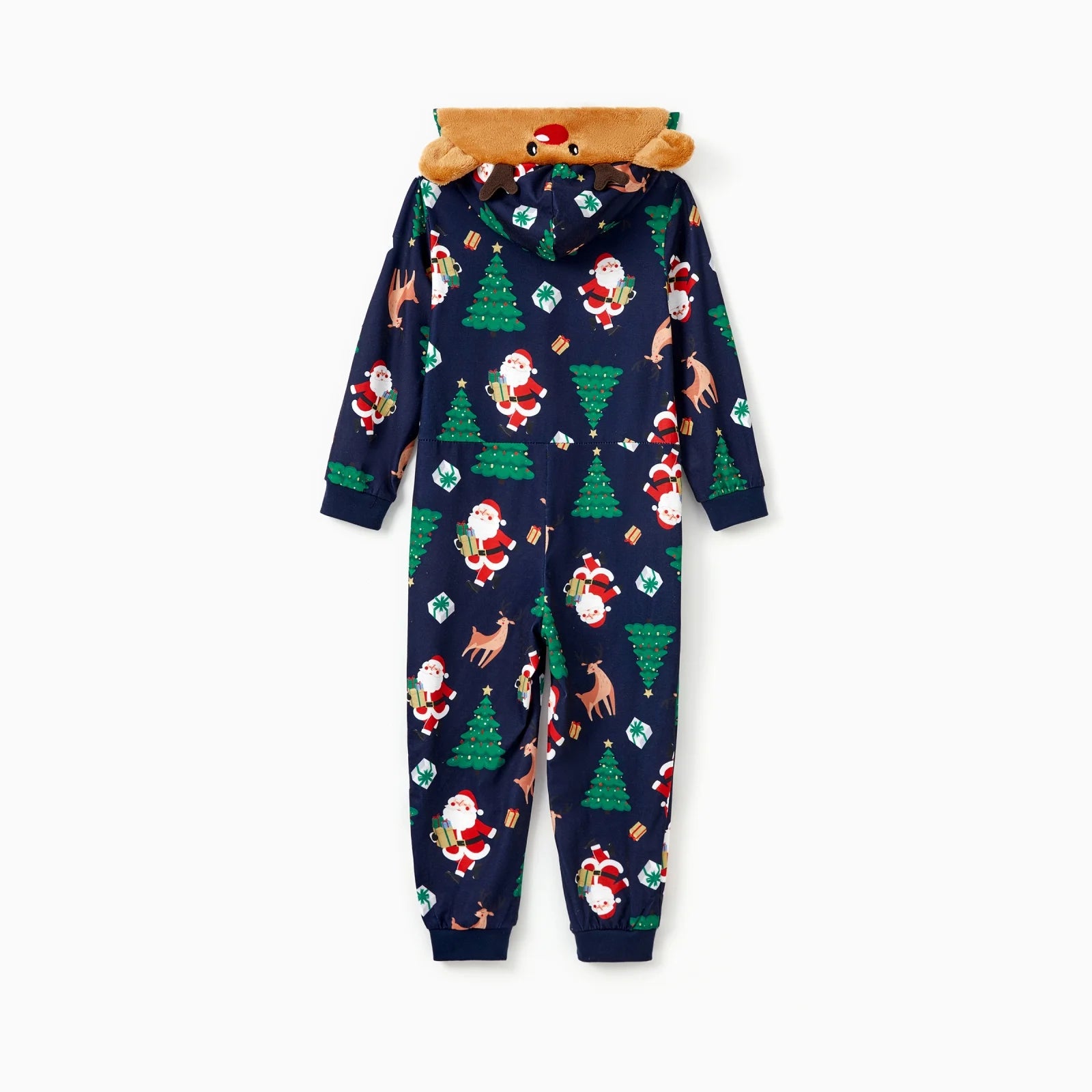 Kids Christmas Pajamas Family Matching Pajamas One Piece Long Sleeve Reindeer Holiday Pjs with Christmas Socks Gift Flame Resistant Girl Boy 3-4 Years