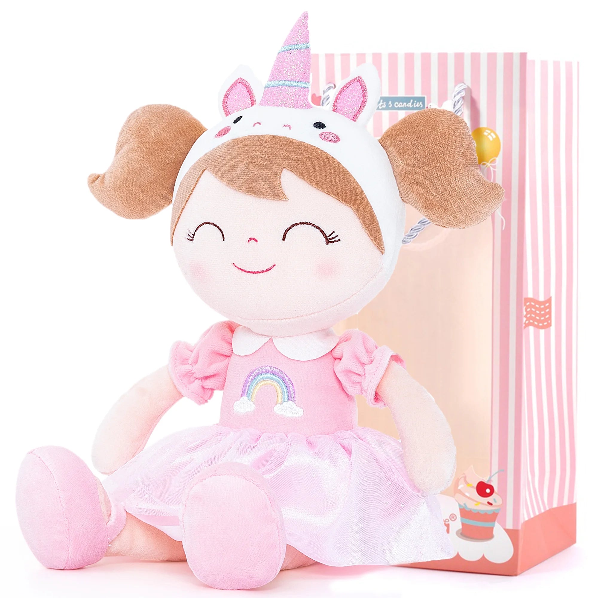PLUSH PINK UNICORN STUFFED ANIMAL DOLL: 16 INCHES