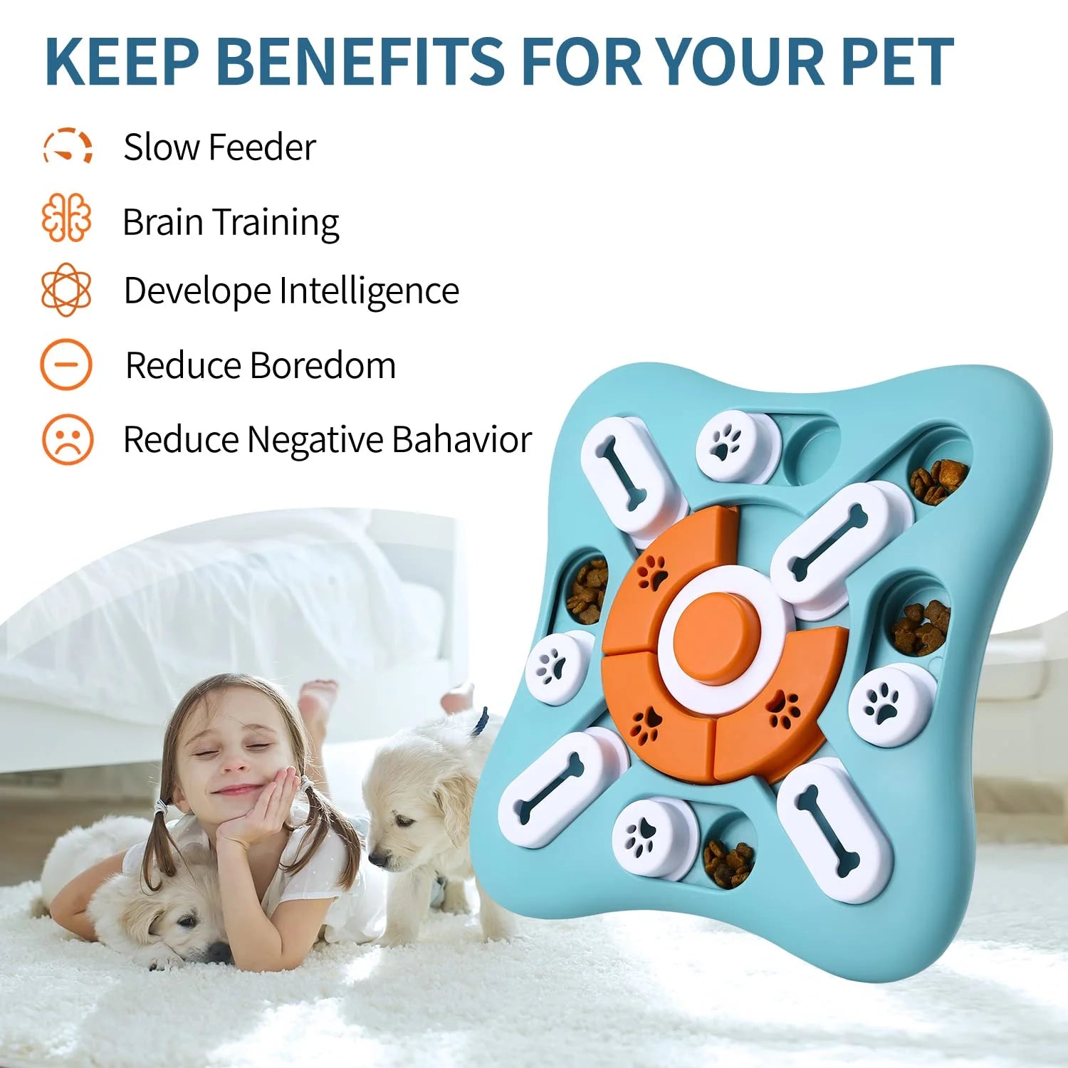 Interactive Dog Puzzle Toys - Treat Dispensing IQ Training & Brain Stimulation for Dogs and Cats - Perfect Gift for Puppies!