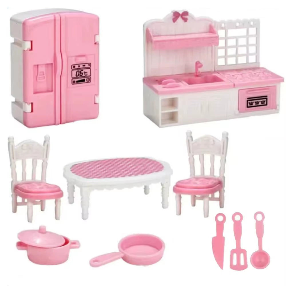 MINIATURE DOLLHOUSE KAWAII PINK 10 ITEM ACCESSORIES KIT