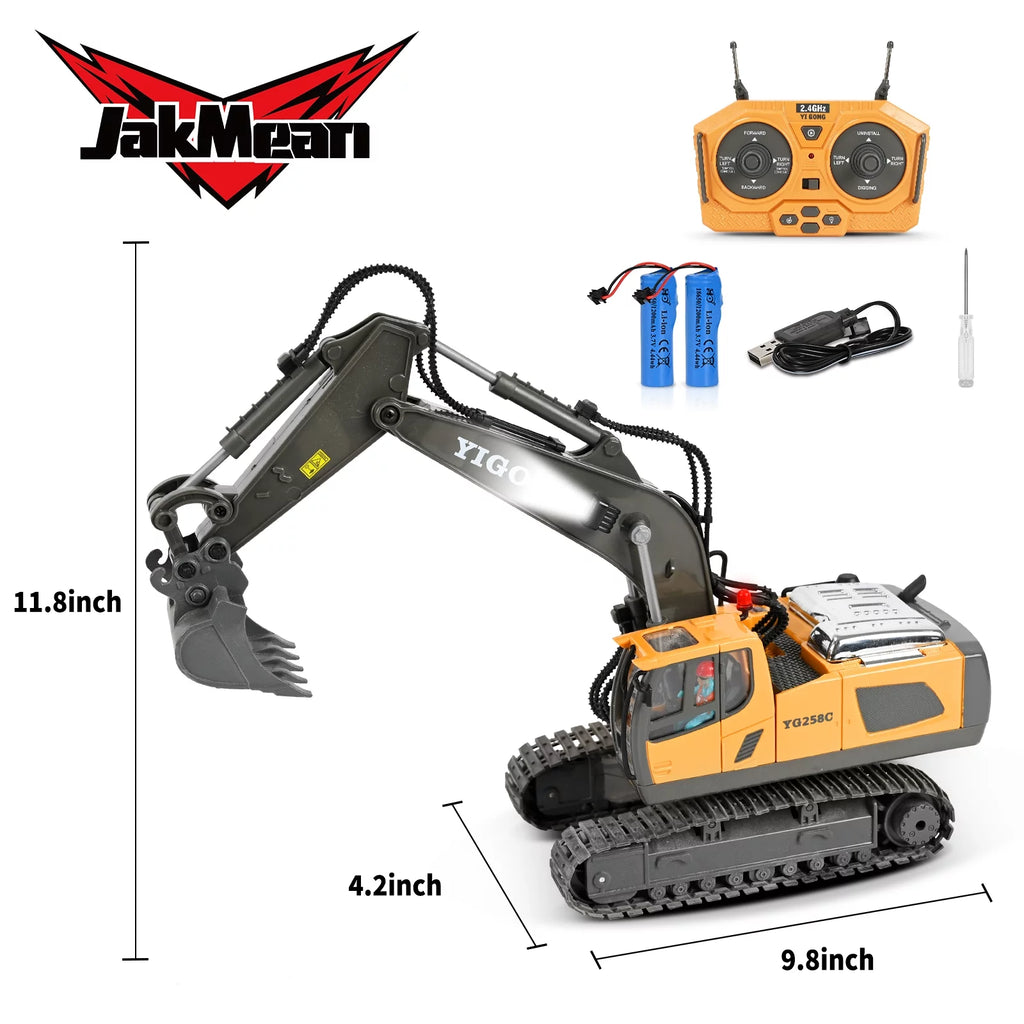 Ultimate 11-Channel Remote Control Excavator Toy - Rechargeable Construction Vehicle with Lights & Sounds - Perfect Gift for Kids Ages 3-12!