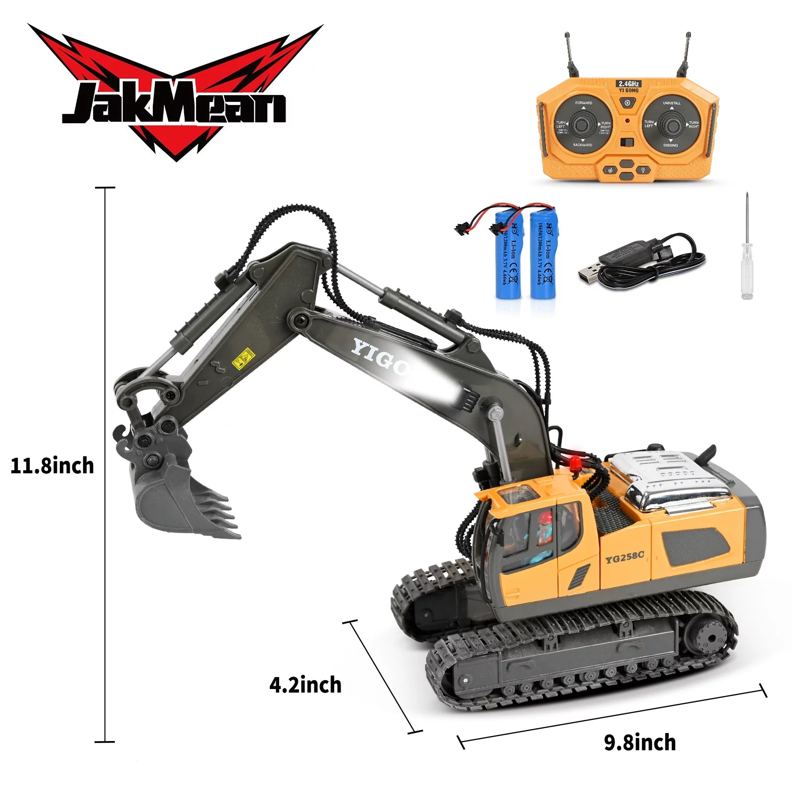 Ultimate 11-Channel Remote Control Excavator Toy - Rechargeable Construction Vehicle with Lights & Sounds - Perfect Gift for Kids Ages 3-12!