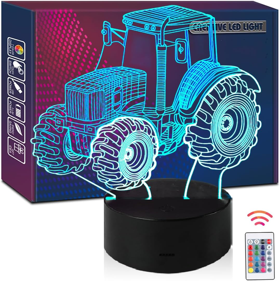 TRACTOR MIXED COLOR NIGHT LIGHT: 3D ILLUSION USB LAMP