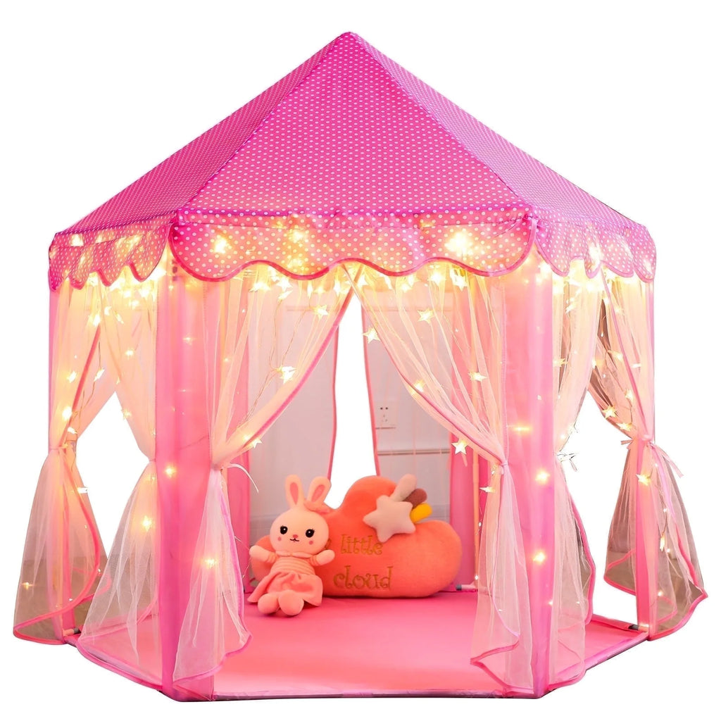 PRINCESS CASTLE PLAY TENT FOR GIRLS: AGES 3-12, WITH STAR LIGHTS 