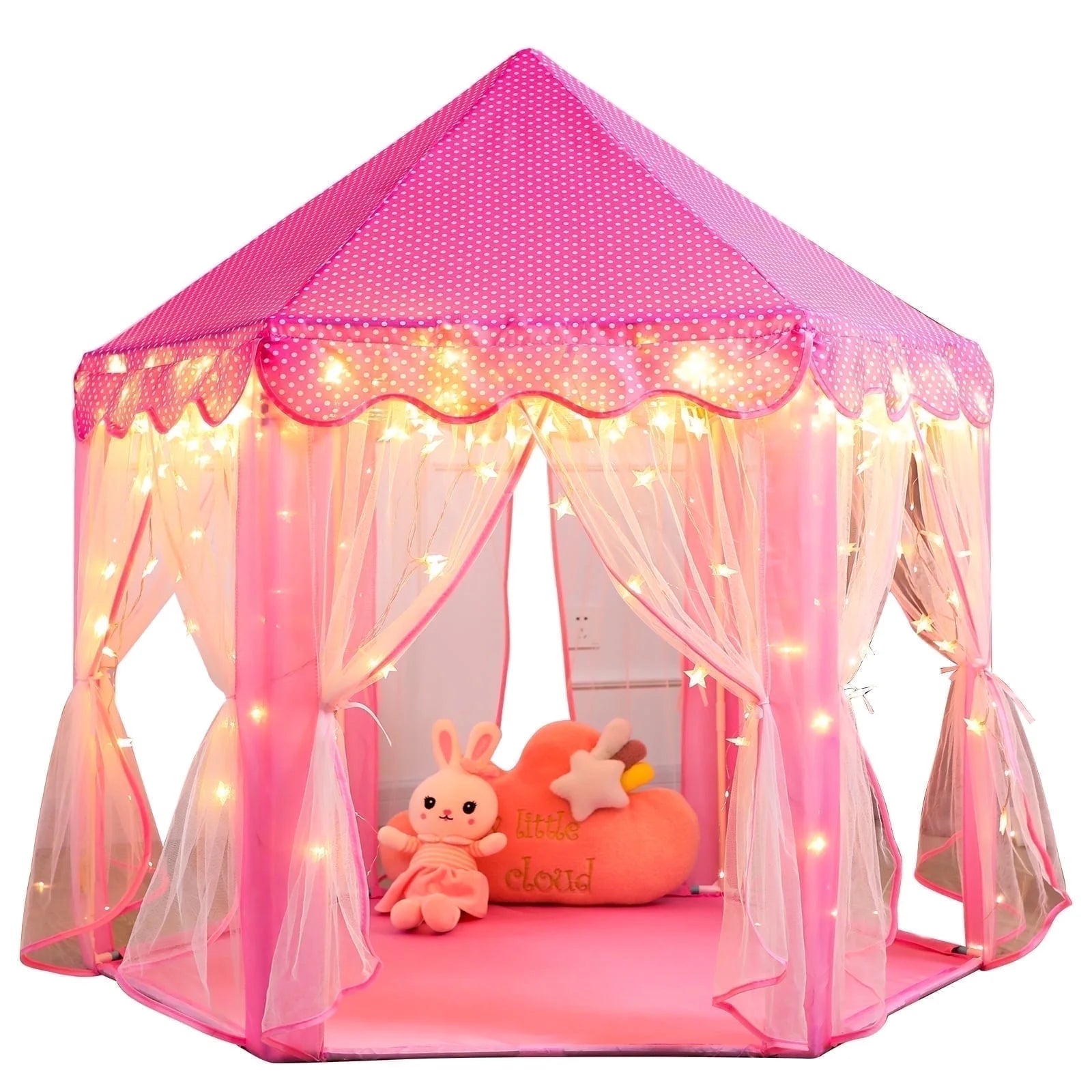 PRINCESS CASTLE PLAY TENT FOR GIRLS: AGES 3-12, WITH STAR LIGHTS 