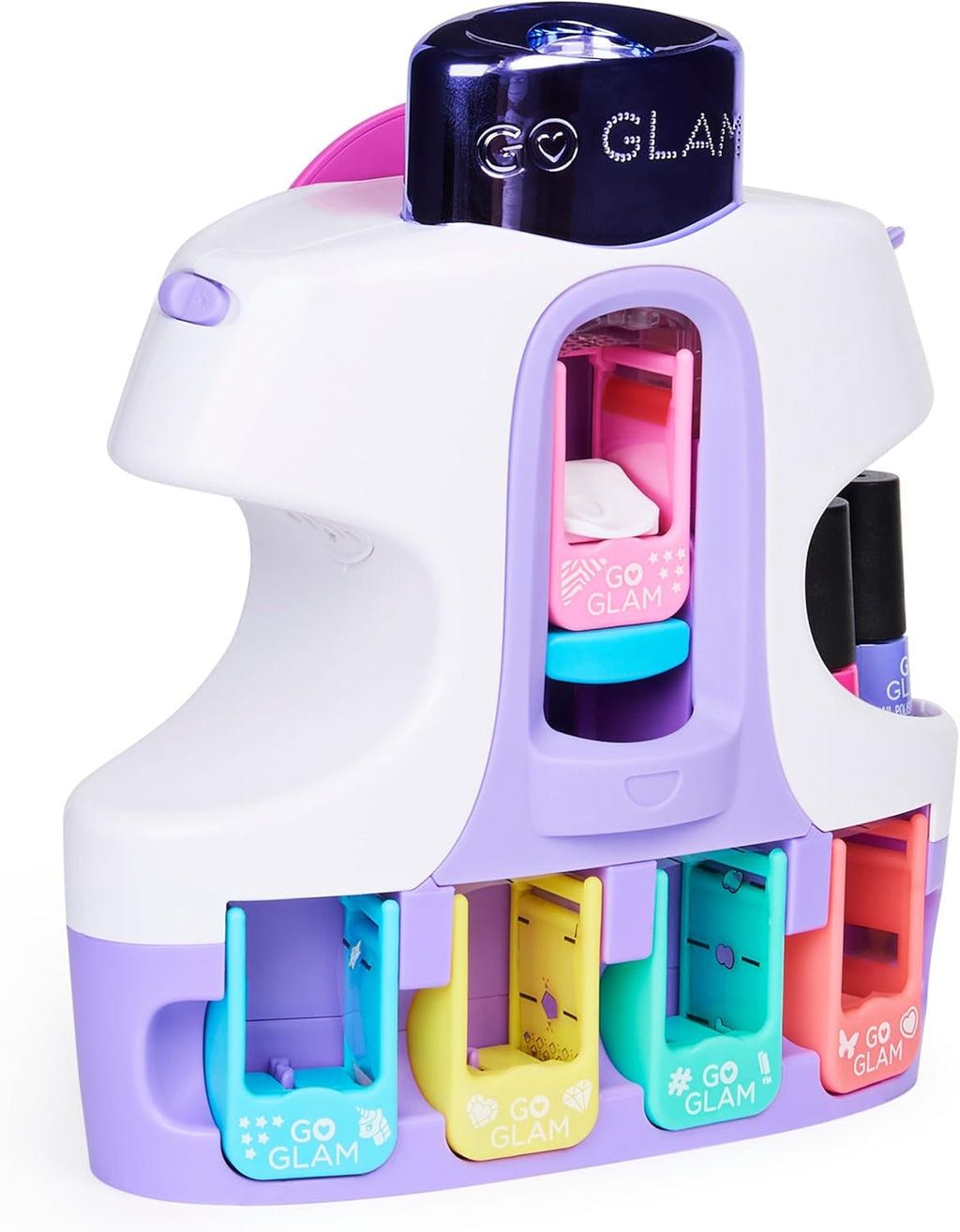 GO GLAM U-NIQUE METALLIC NAIL SALON SET: 200 ICONS AND DESIGNS, 4 POLISHES, STAMPER, AND DRYER 