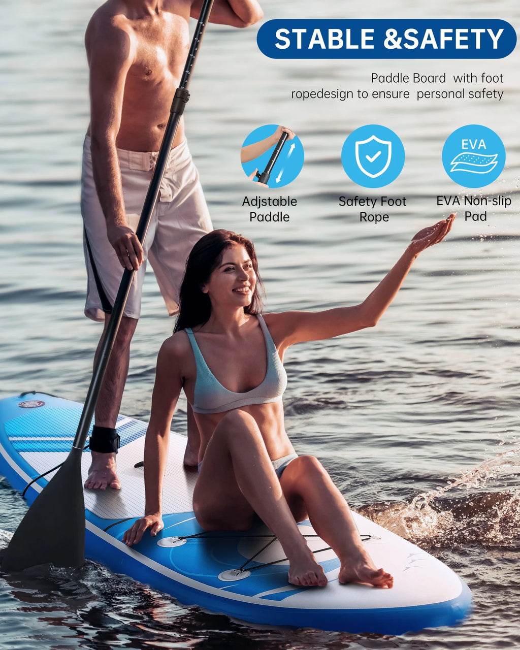 6" Thick Inflatable Stand Up Paddle Board with Accessories, Carry Bag & Fast Pump - Perfect for Adults & Youth!