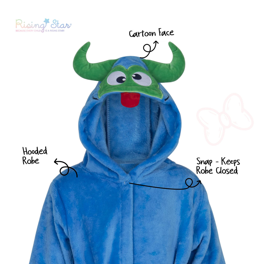 Adorable Monster Baby Boy Robe - Ultra-Soft Plush Bath Towel Spa Set with Washcloth for Boys 12-24 Months