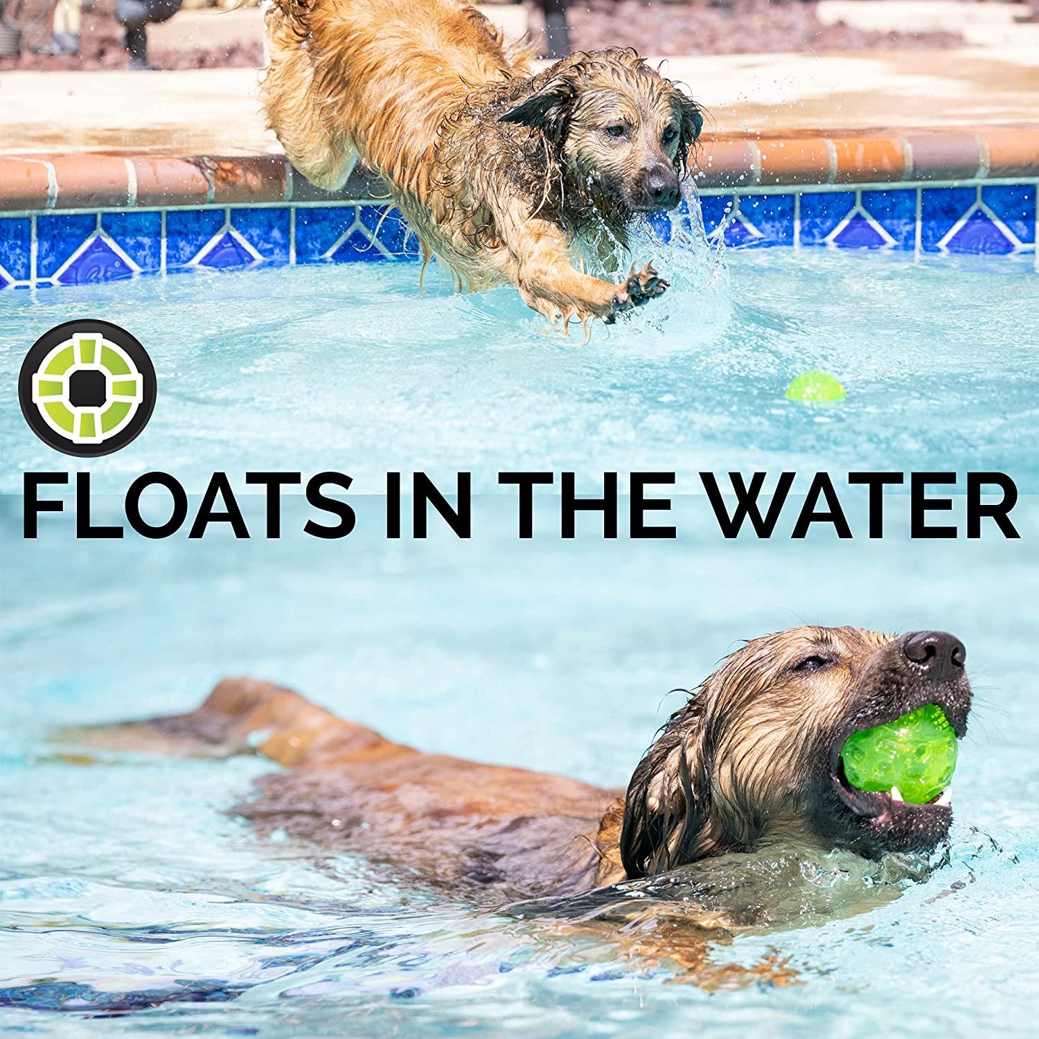 Durasqueak Floating Dog Ball Toy - Interactive Squeaky Fetch Toy, Perfect Alternative to Tennis Balls, 2.5 Inch Green