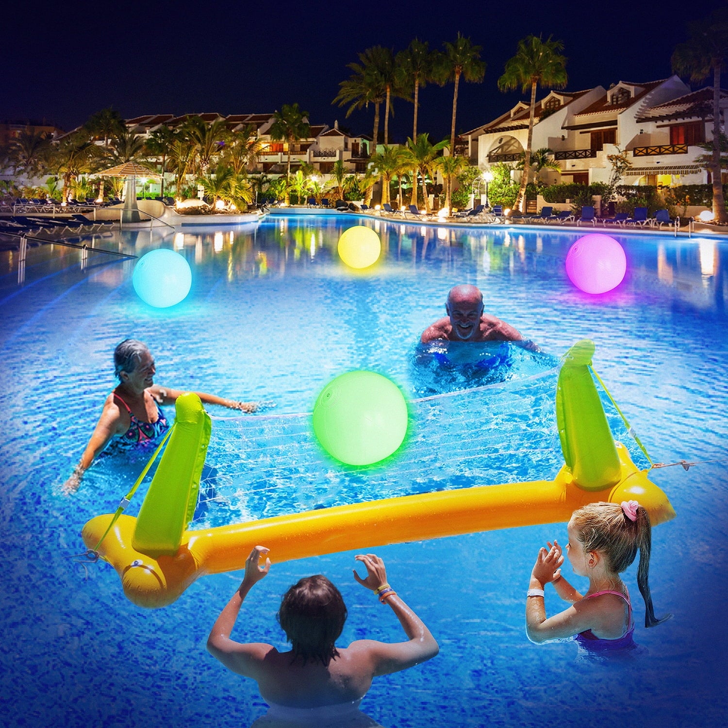 Illuminate Your Summer Fun: 4-Pack Light-Up Pool Beach Game Balls with 8 Exciting Light Modes - Perfect for All Ages!