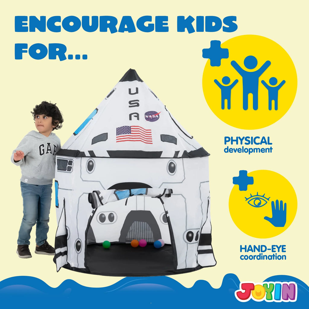Rocket Ship Pop-Up Play Tent - Indoor & Outdoor Spaceship Playhouse for Kids