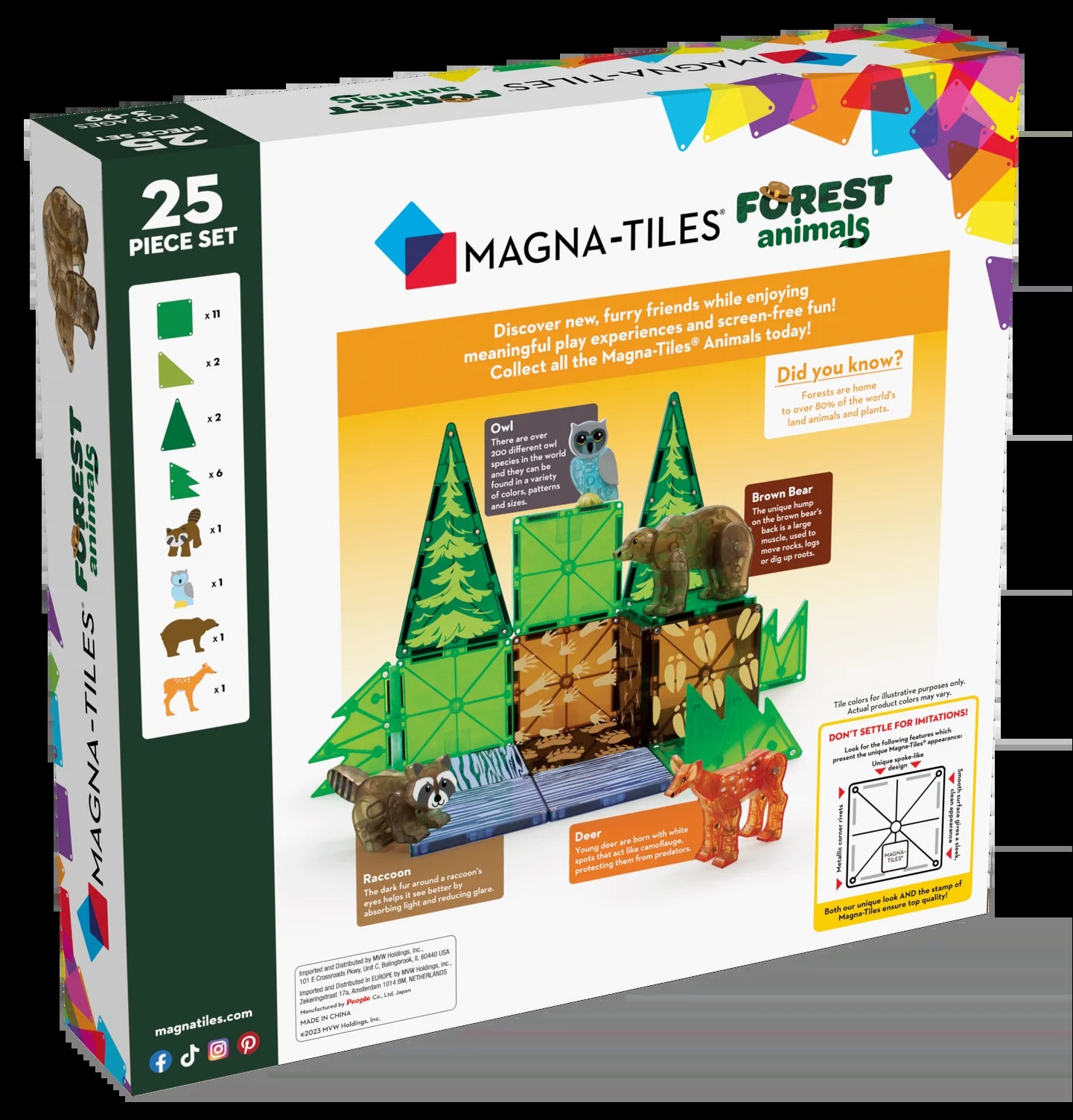 Forest Animals 25-Piece Magnetic Construction Set, the ORIGINAL Magnetic Building Brand