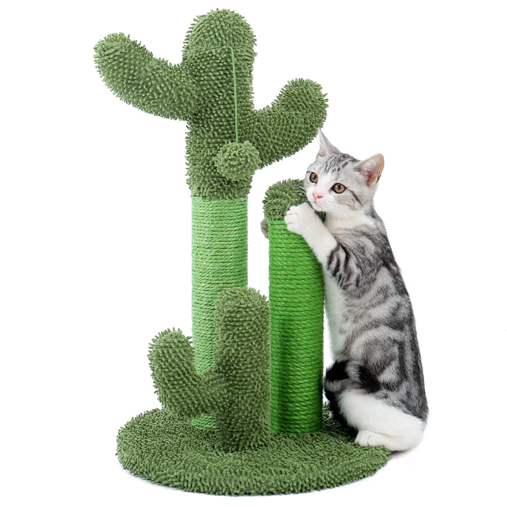 23" Green Cactus Cat Scratching Post - Durable Sisal Scratcher for Happy Cats!