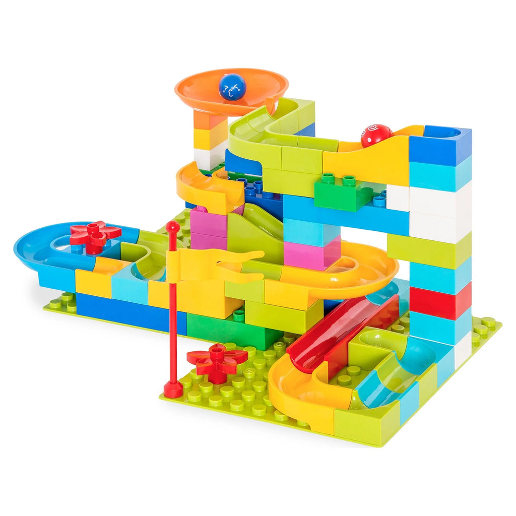 97-Piece Marble Maze Racetrack Puzzle Construction Set with 4 Balls - STEM Educational Toy