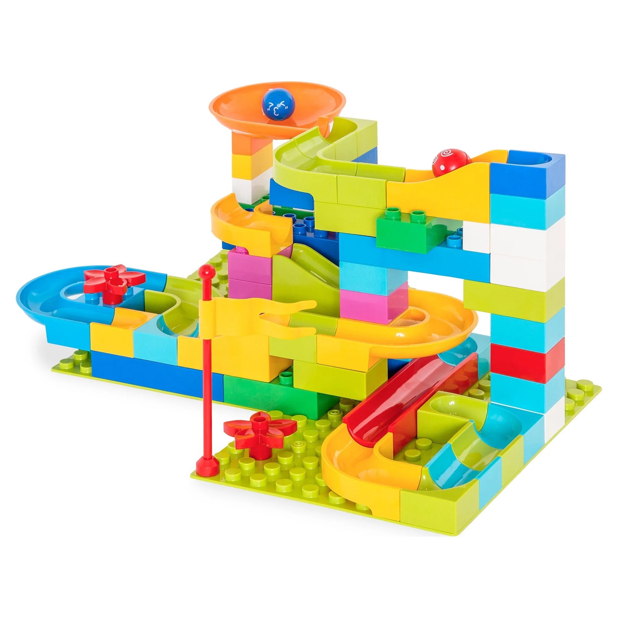 97-Piece Marble Maze Racetrack Puzzle Construction Set with 4 Balls - STEM Educational Toy