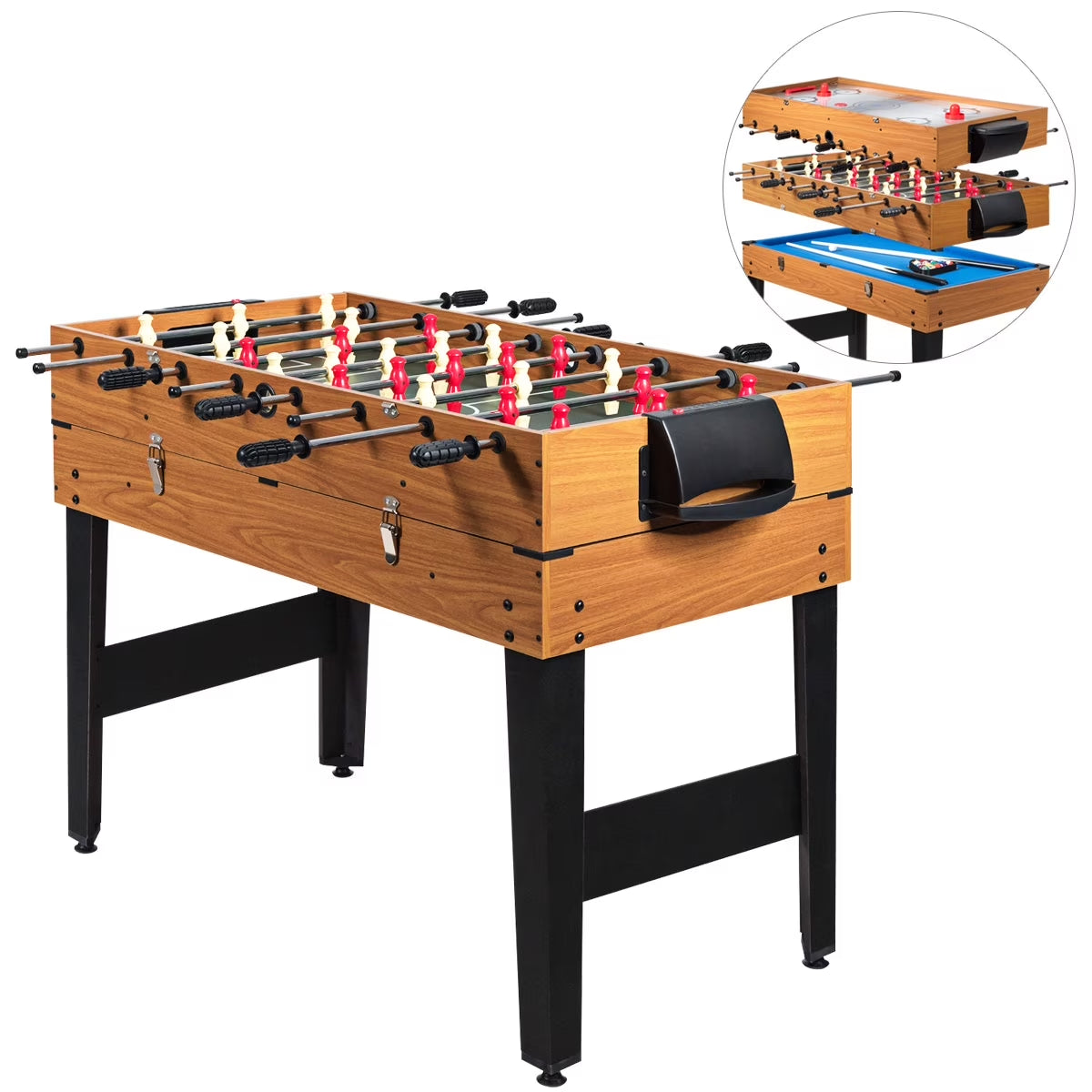 48'' 3-in-1 Multi-Game Table: Foosball, Billiards, and Air Hockey Fun for Kids!