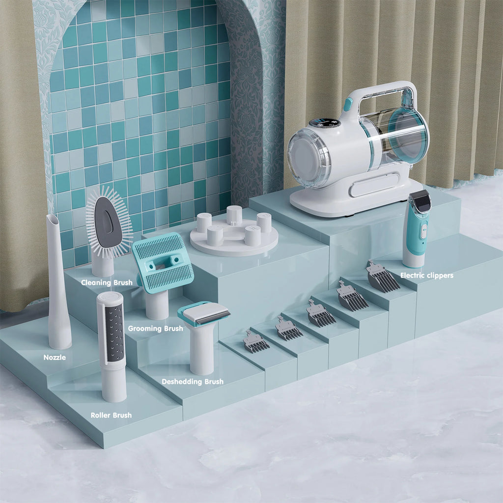 6-In-1 Professional Dog Grooming Vacuum Kit - Powerful 11000PA Suction & 1.5L Capacity for 99% Hair Removal with Complete Grooming Tools