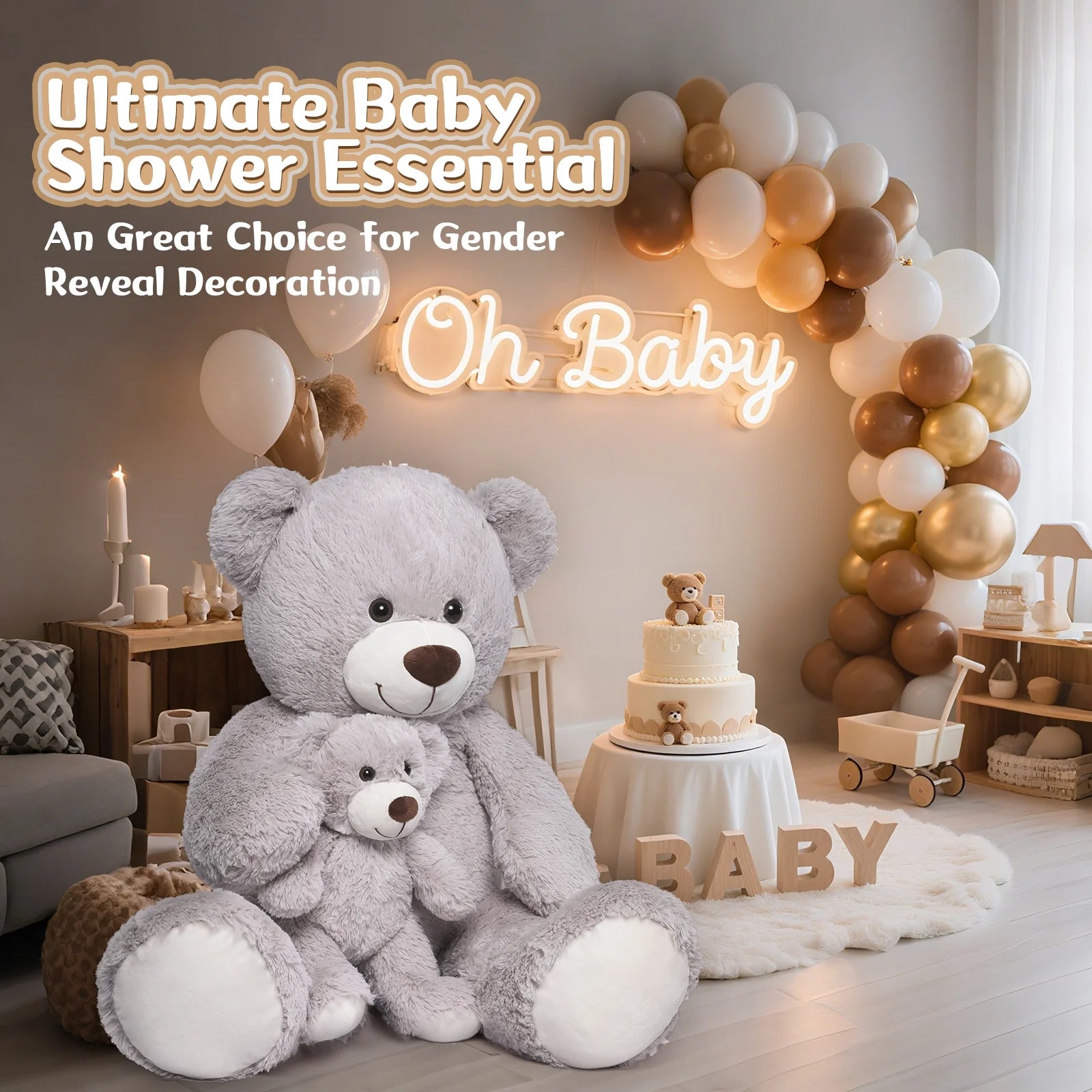 39" Giant Mommy and Baby Soft Plush Teddy Bear - Perfect Cuddle Companions!