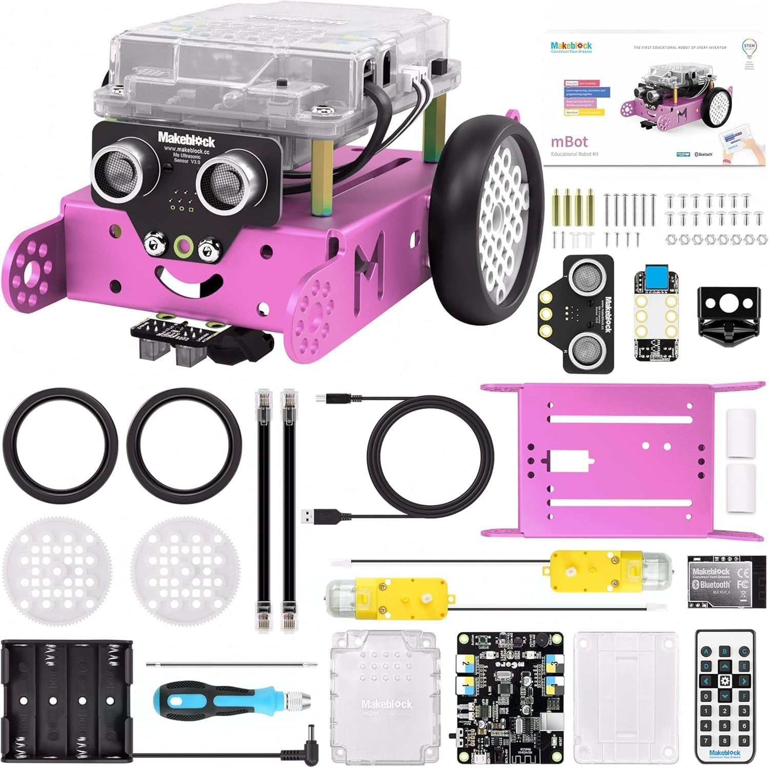 Mbot Robot Kit - Fun STEM Learning for Kids Ages 8-12! Code with Scratch & Arduino - Perfect Gift for Boys & Girls - Pink Edition