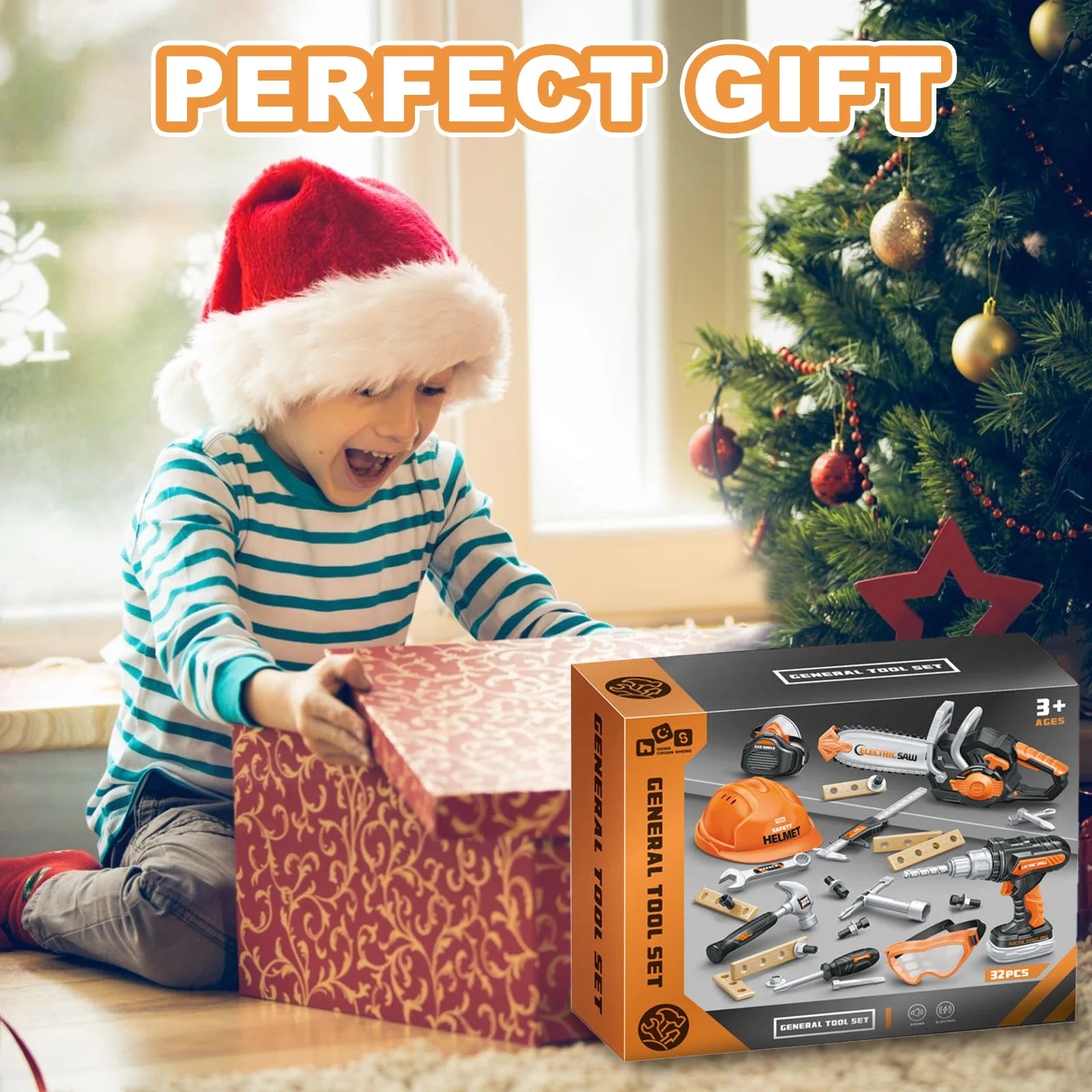 Ultimate 32PCS Kids Tool Set - Fun Pretend Play with Electronic Drill & Construction Kits - Perfect Christmas Gift for Ages 3-8!