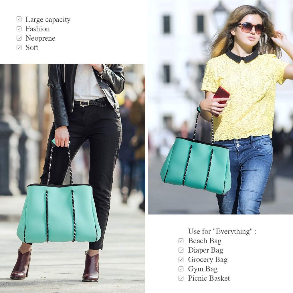 Large Waterproof Neoprene Beach Bag - Versatile Shoulder Bag for Travel, Gym, and Swimming