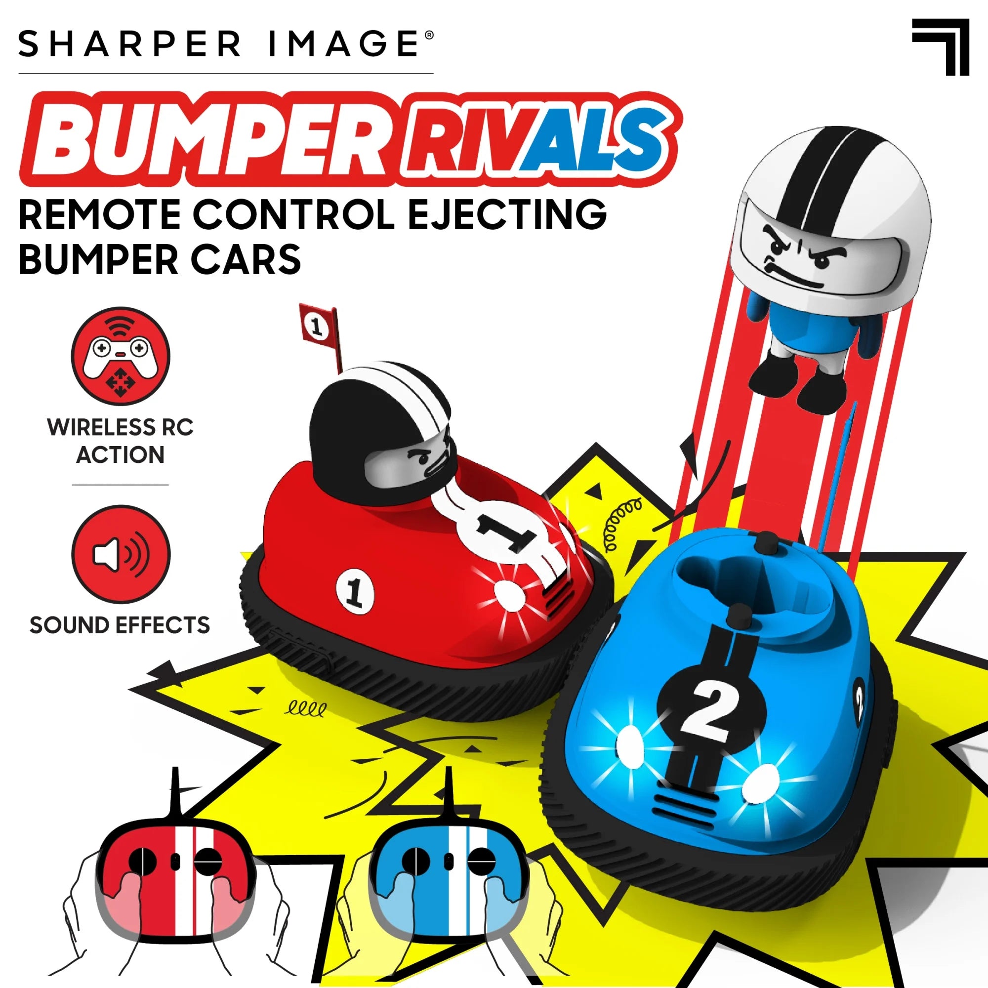 ® RC Ejecting Bumper Rivals - 6-Piece Remote Control Set with Sound Effects for Ages 8+ - Red & Blue Fun!