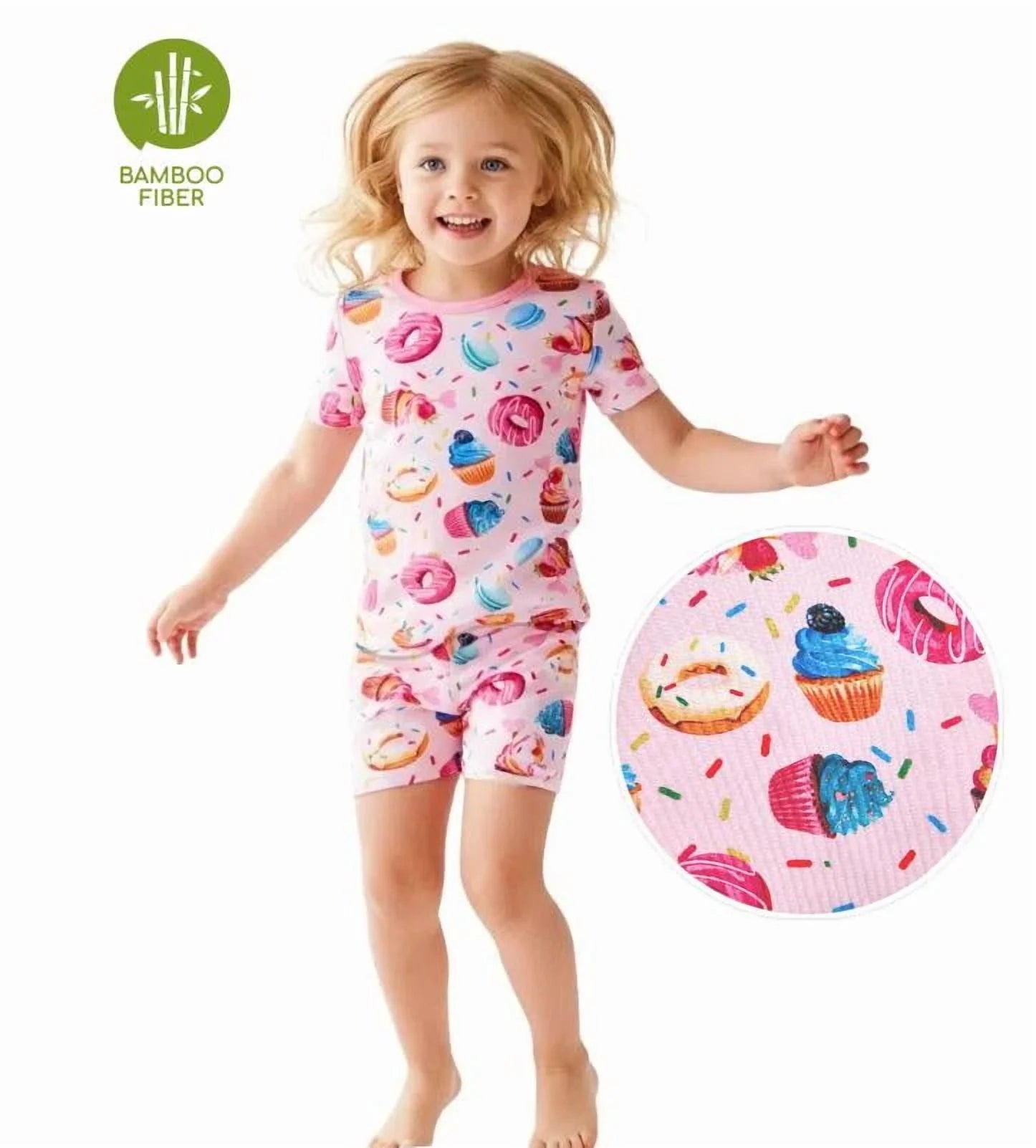 Girls Pajamas Toddler Clothes Viscose from Bamboo Kids 2-Piece Pj Set Gifts Short Sleeve Tops Pants Snug Sleepwear Sizes 6Y