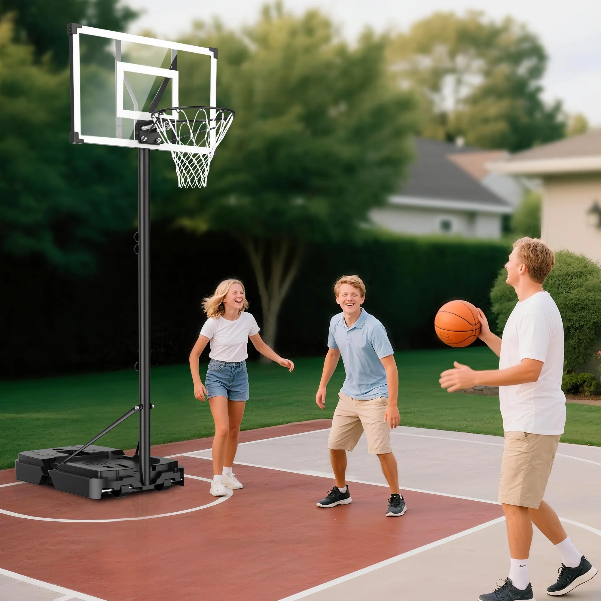 44" Adjustable Portable Basketball Hoop - Perfect for Kids & Adults, Shatterproof Backboard, Easy Mobility with Wheels