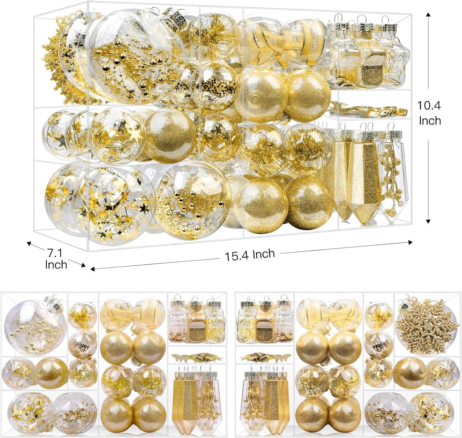 86PCS Christmas Balls Ornaments Clear Set, Shatterproof Christmas Tree Decorations Balls for Xmas Tree Decor Holiday Wedding Party Decoration, Gold