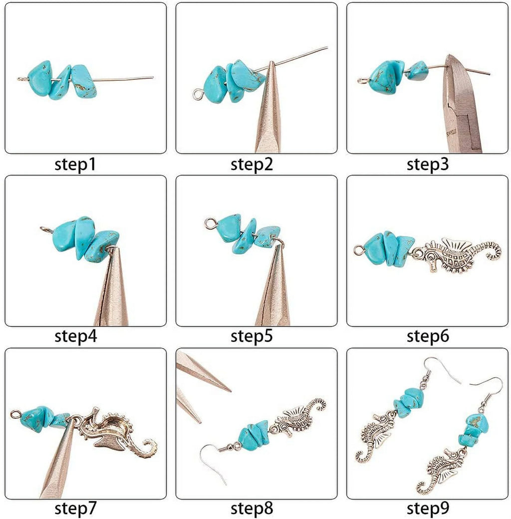 10 Pair Starfish & Seahorse Turquoise Earring Making Kit - Complete Jewelry Supplies Set
