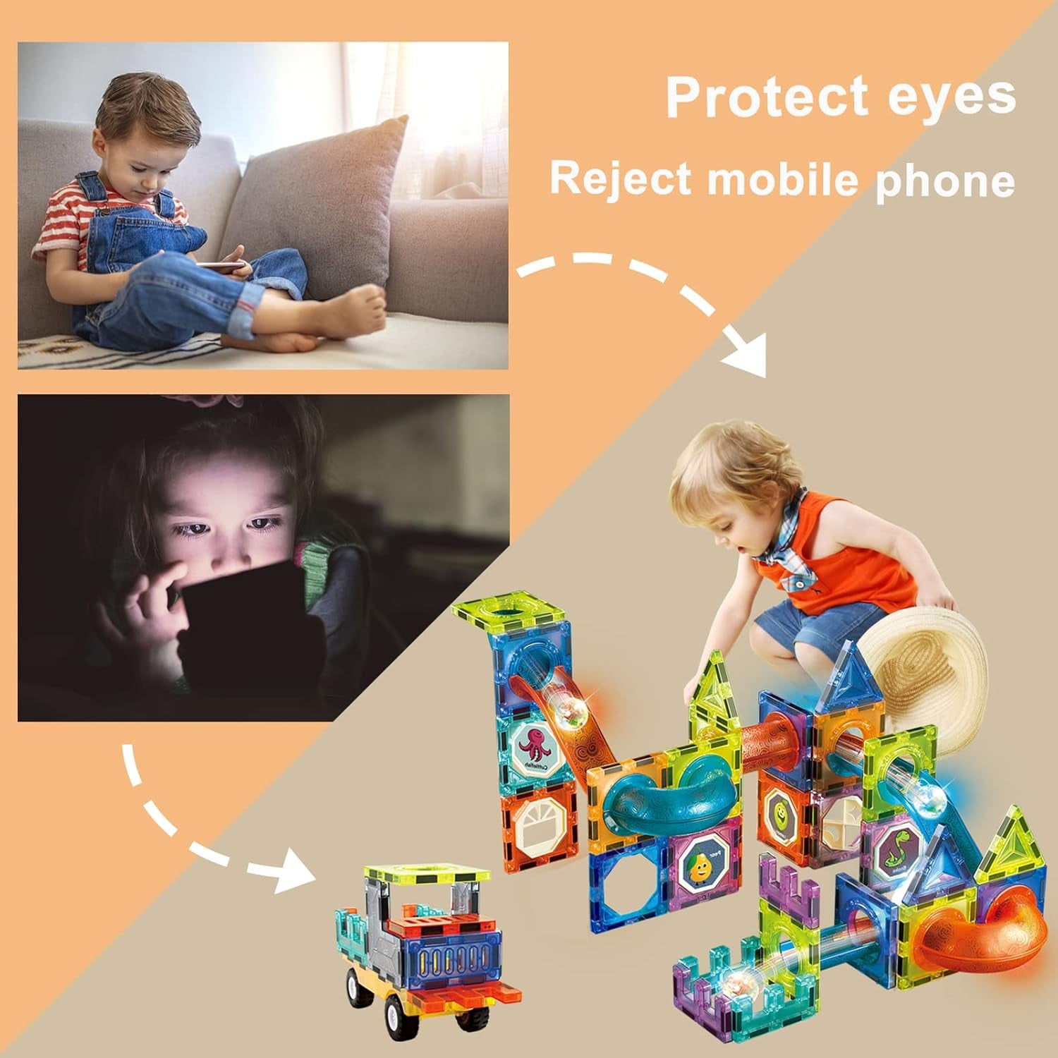 Magnetic Marble Run Building Set for Children Ages 4-8, 76-Piece Educational STEM Toy with Rolling Ball, Ideal Gift for Boys and Girls