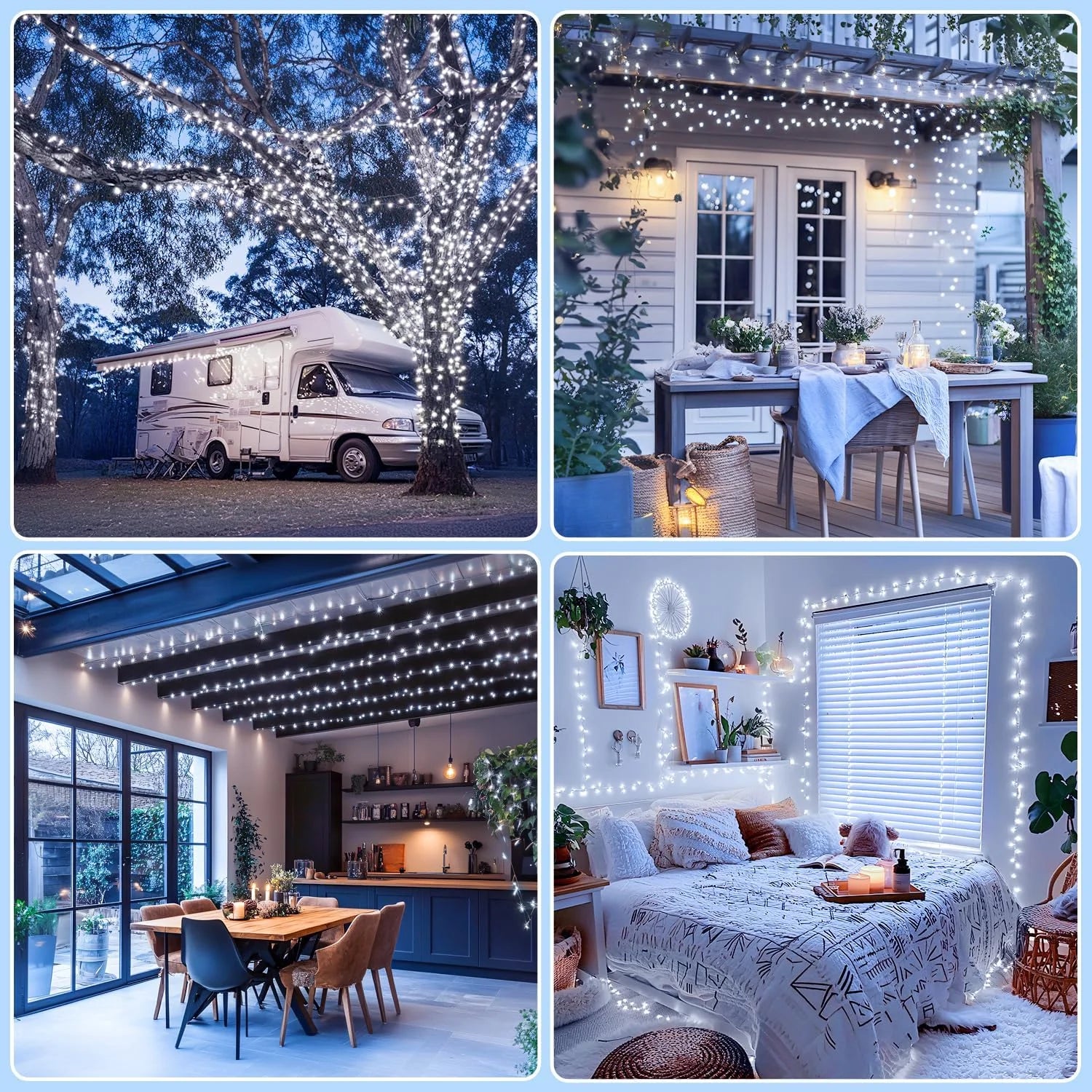 200Ft 600 LED Plug in Christmas Lights Green Wire Twinkle Christmas Tree Lights, White