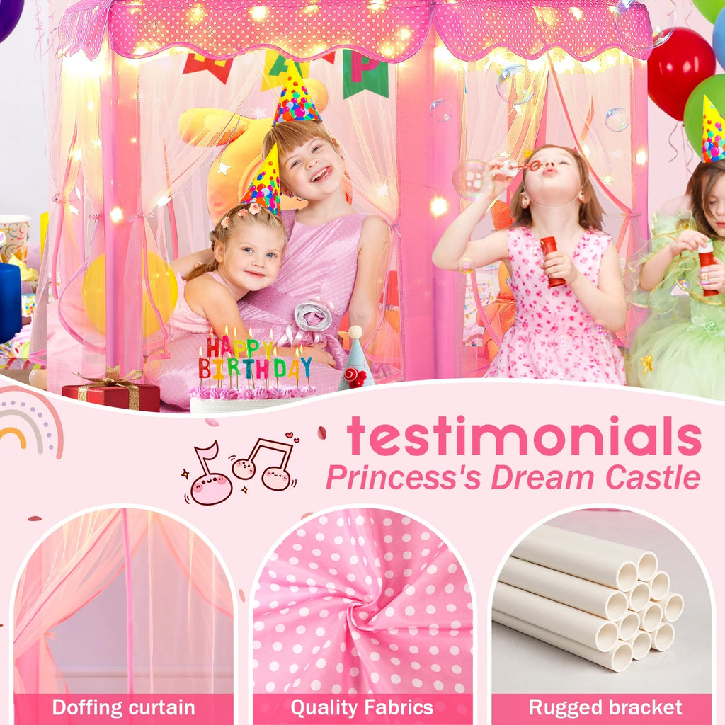 PRINCESS CASTLE PLAY TENT FOR GIRLS: AGES 3-12, WITH STAR LIGHTS 