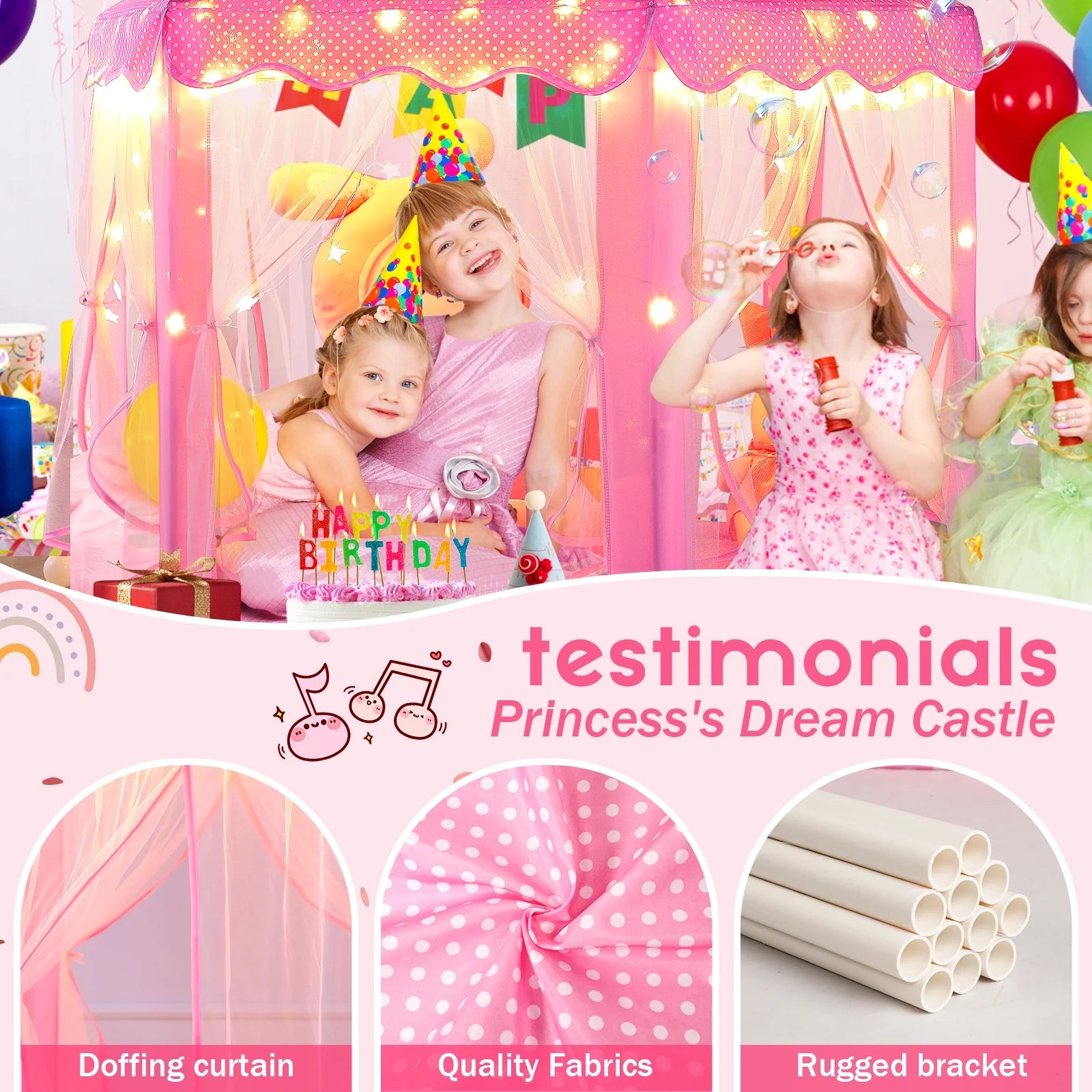 PRINCESS CASTLE PLAY TENT FOR GIRLS: AGES 3-12, WITH STAR LIGHTS 