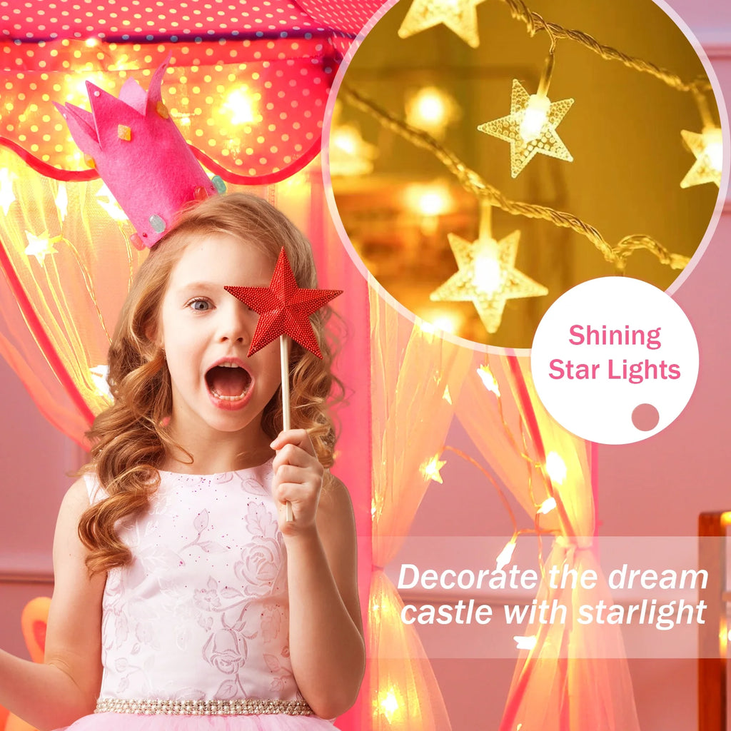 PRINCESS CASTLE PLAY TENT FOR GIRLS: AGES 3-12, WITH STAR LIGHTS 