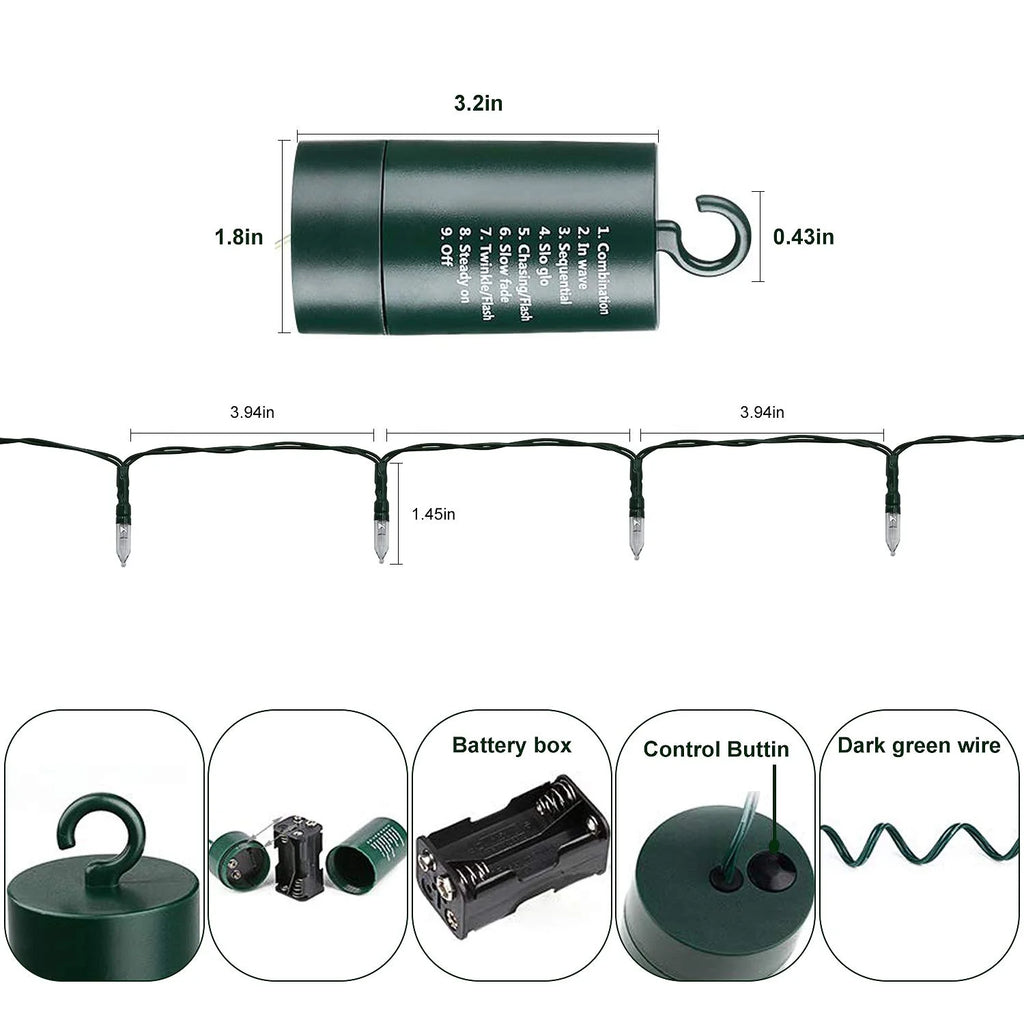 Christmas Lights, Battery Operated String Lights 100 LED 33Ft Mini Lights for Christmas Tree Wreath Party Christmas Decor, Warm White