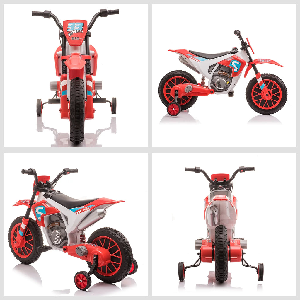 12V Electric Ride-On Dirt Bike for Kids, Off-Road, Red