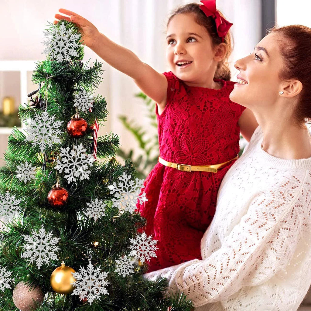 Shatterproof Snowflake Ornaments, Plastic/Glitter Silver, 46 Count