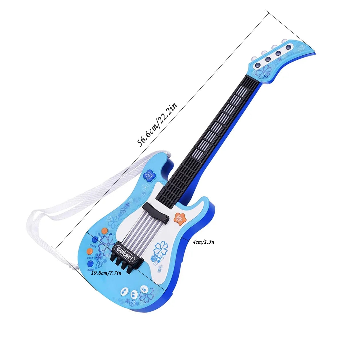 Blue Electric Guitar for Kids - Fun Musical Toy with Strap for Toddlers